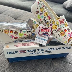 NWT and box BOBS for Skechers women’s emoji slip ons, size 9.5